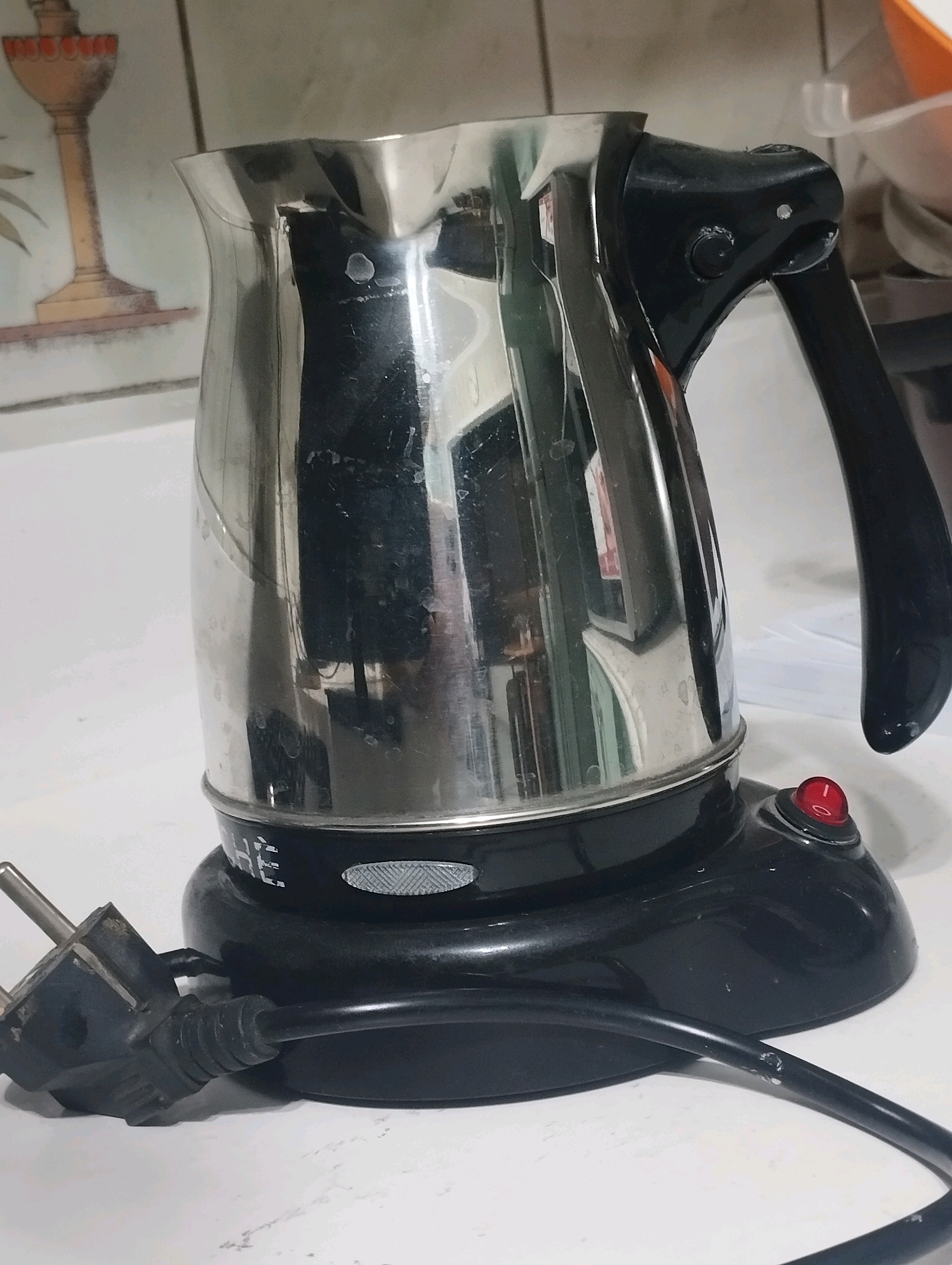 وعاء قهوة كهربائي فضي